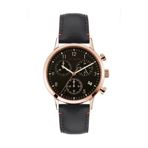 Ted Baker Black Dial Black Genuine Leather Strap Gents Watch BKPCSF905