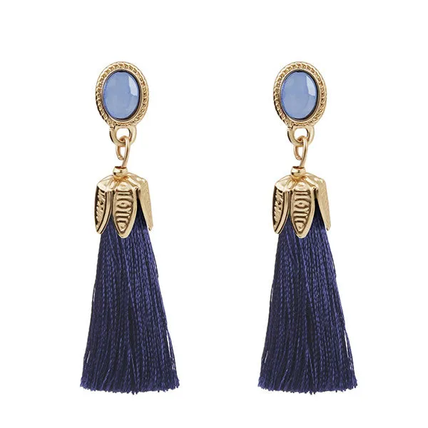 Thread Long Tassel Earrings Rhinestone Drop Statement Fringe Earrings for Women 2A4019