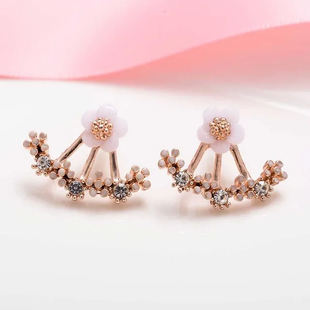 Tomtosh 2016 Korean Fashion Imitation Pearl Earrings Small Daisy Flowers Hanging After Senior Female Jewelry Wholesale