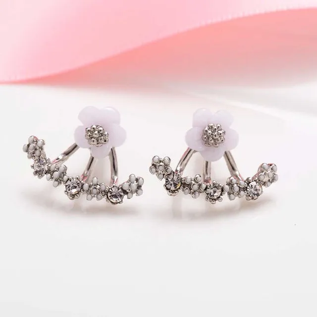 Tomtosh 2016 Korean Fashion Imitation Pearl Earrings Small Daisy Flowers Hanging After Senior Female Jewelry Wholesale