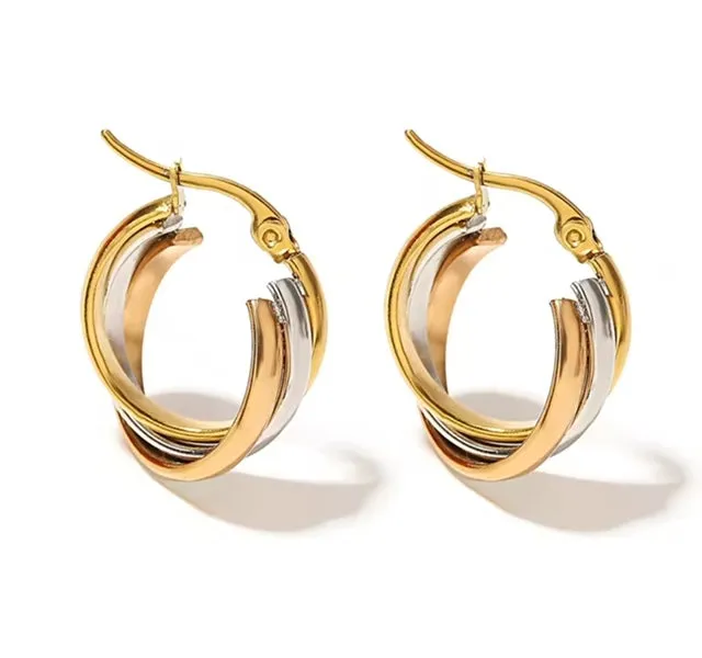 Tricolour Hoop Design Earrings