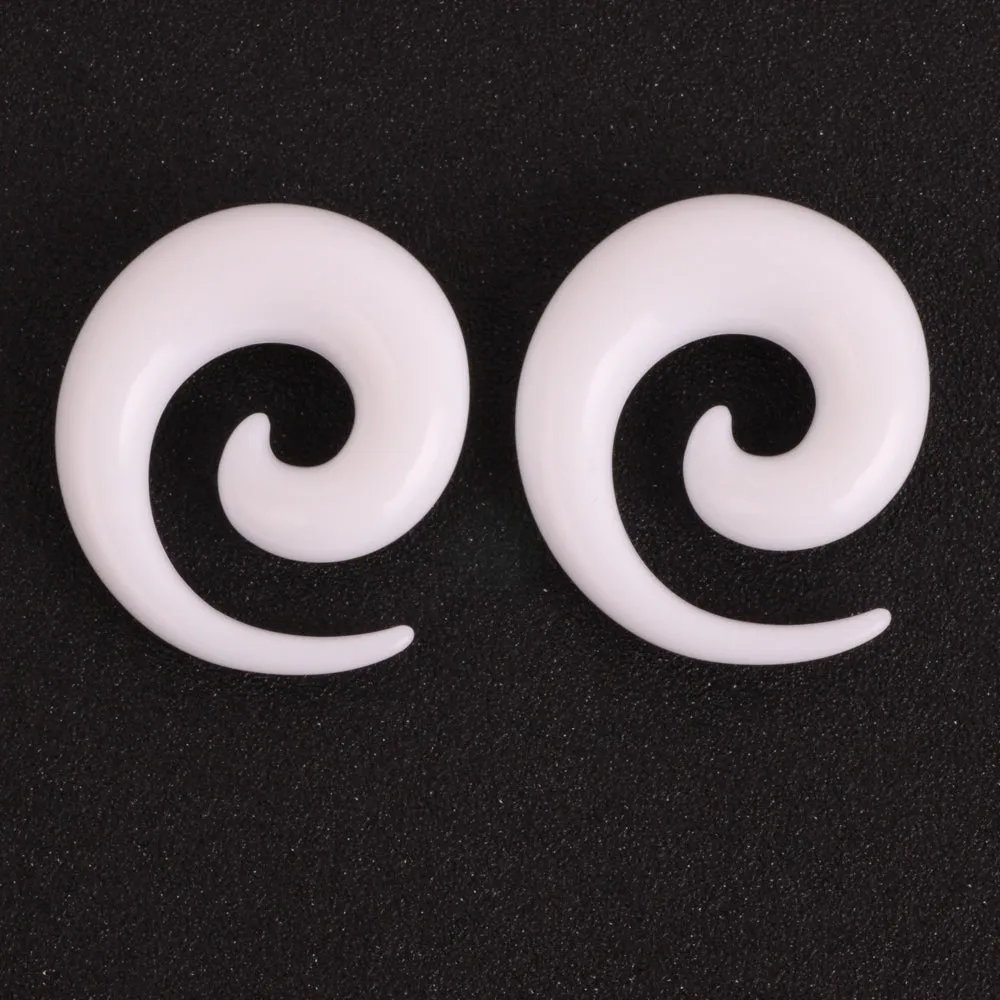 White Acrylic Spiral Ear Gauges Ear Tapers Stretching Plugs And Tunnel Expanders Piercing Body Piercing Jewelry (1.6-12mm)