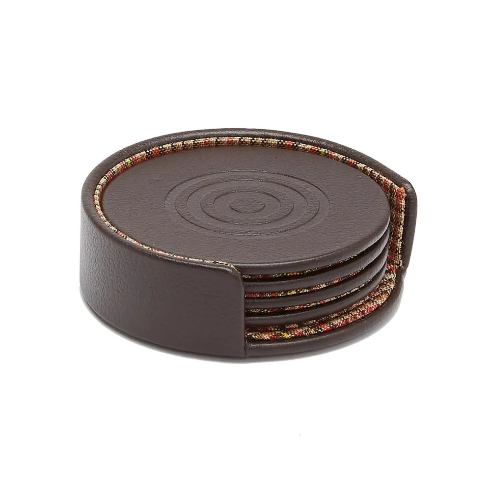 WM Brown Set of 4 Coasters with Case