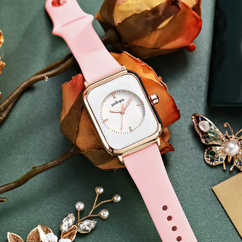 Women Watches Silicone Strap Creative Quartz Watch Square Watch Simple Lady Clock Wristwatch Relogio Feminino Gift