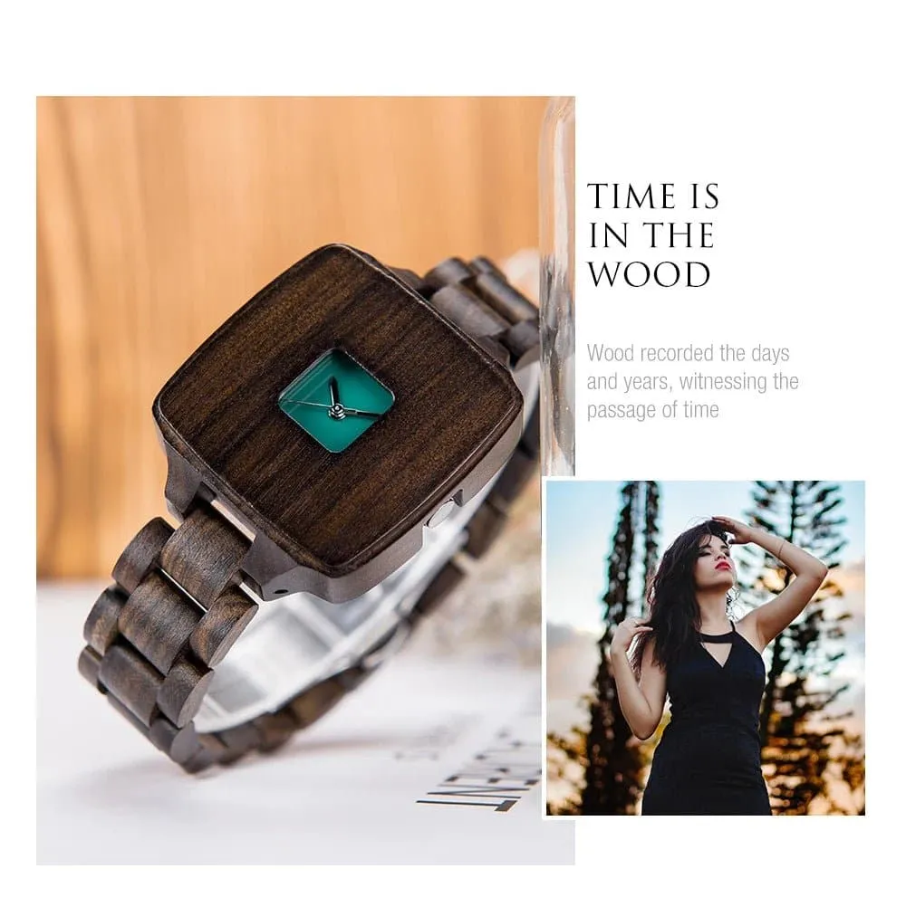 Women Wood Watches - BOBO BIRD Luxury Square Wooden Watch