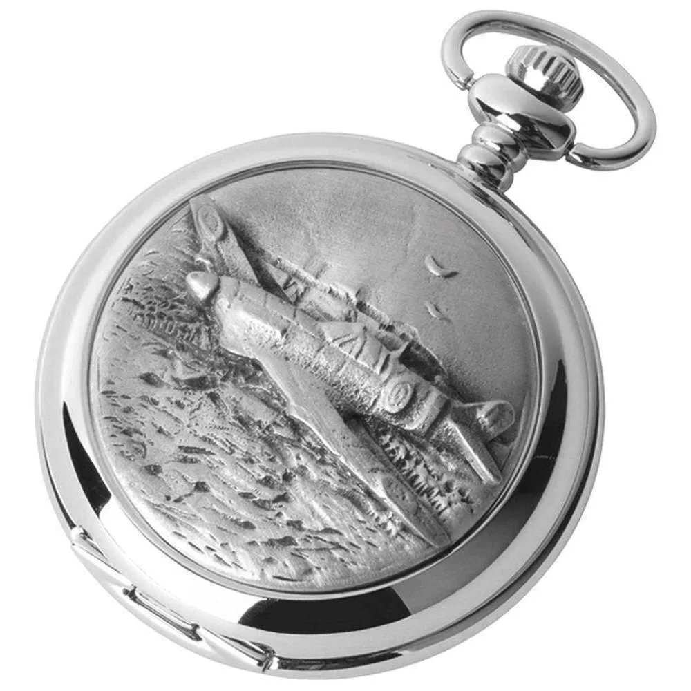 Woodford Hurricane Chrome Plated Double Full Hunter Skeleton Pocket Watch - Silver