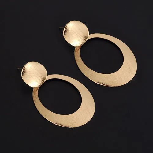 Yhpup Europe and America Exaggerate Metal Big Round Gold Leaf Square Water Drop Women Party Cheap Earrings Bridesmaid Gift