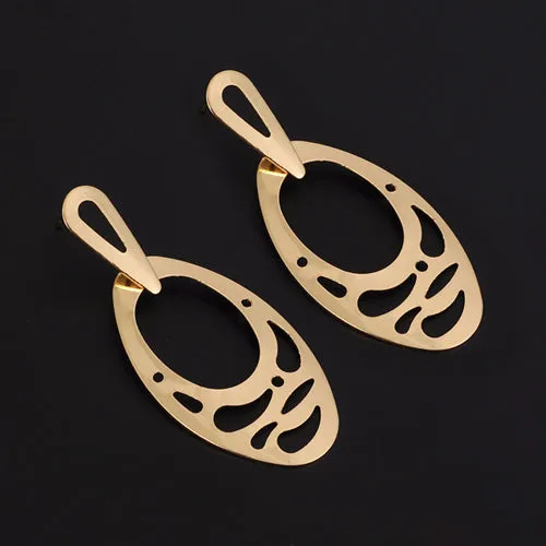 Yhpup Europe and America Exaggerate Metal Big Round Gold Leaf Square Water Drop Women Party Cheap Earrings Bridesmaid Gift