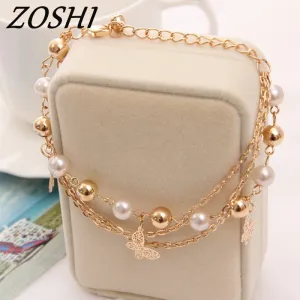 ZOSHI Bohemian Gold Color Chain Multilayer Beads Stretch Charm Bracelet & Bangle For Women pulseras mujer bracelet hot sale